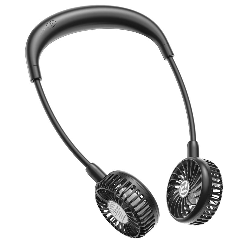 COMLIFE Portable Neck Fan, 2600mAh Battery Operated Ultra Quiet Hands Free USB Fan with Strong Wind, 360Â° Adjustable High Flexibility Wearable Personal Fan for Home Office Outdoor Travel (Black) - Image 1